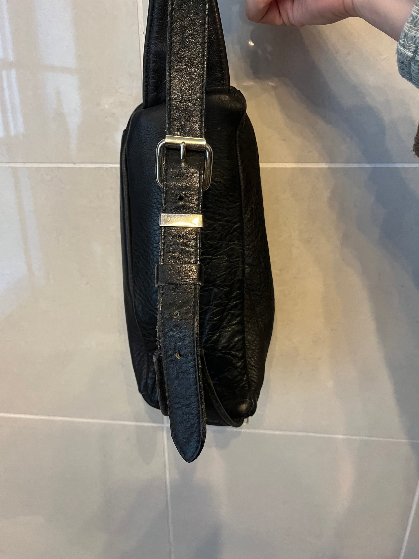 90s Leather Roots Fanny Pack with Silver Hardware