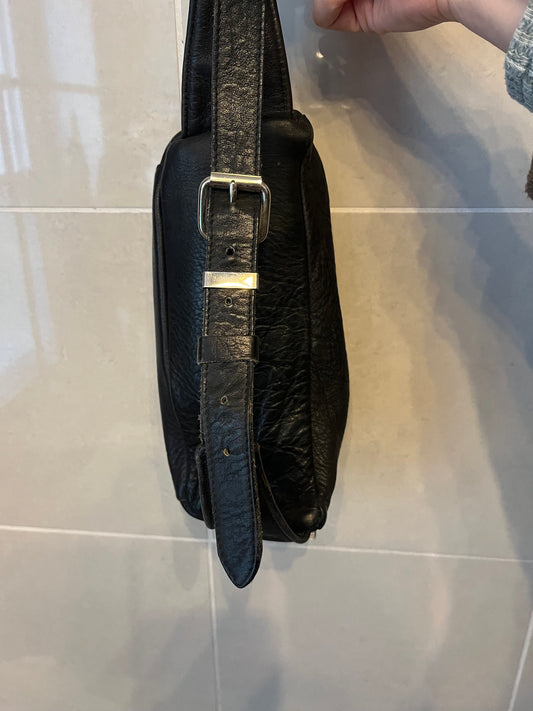 90s Leather Roots Fanny Pack with Silver Hardware