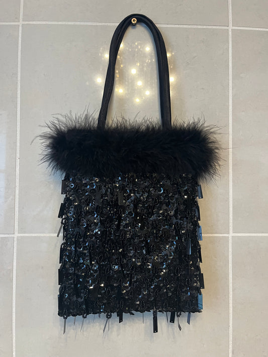 90s Marabou & Beaded Handbag