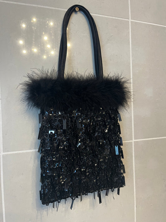 90s Marabou & Beaded Handbag