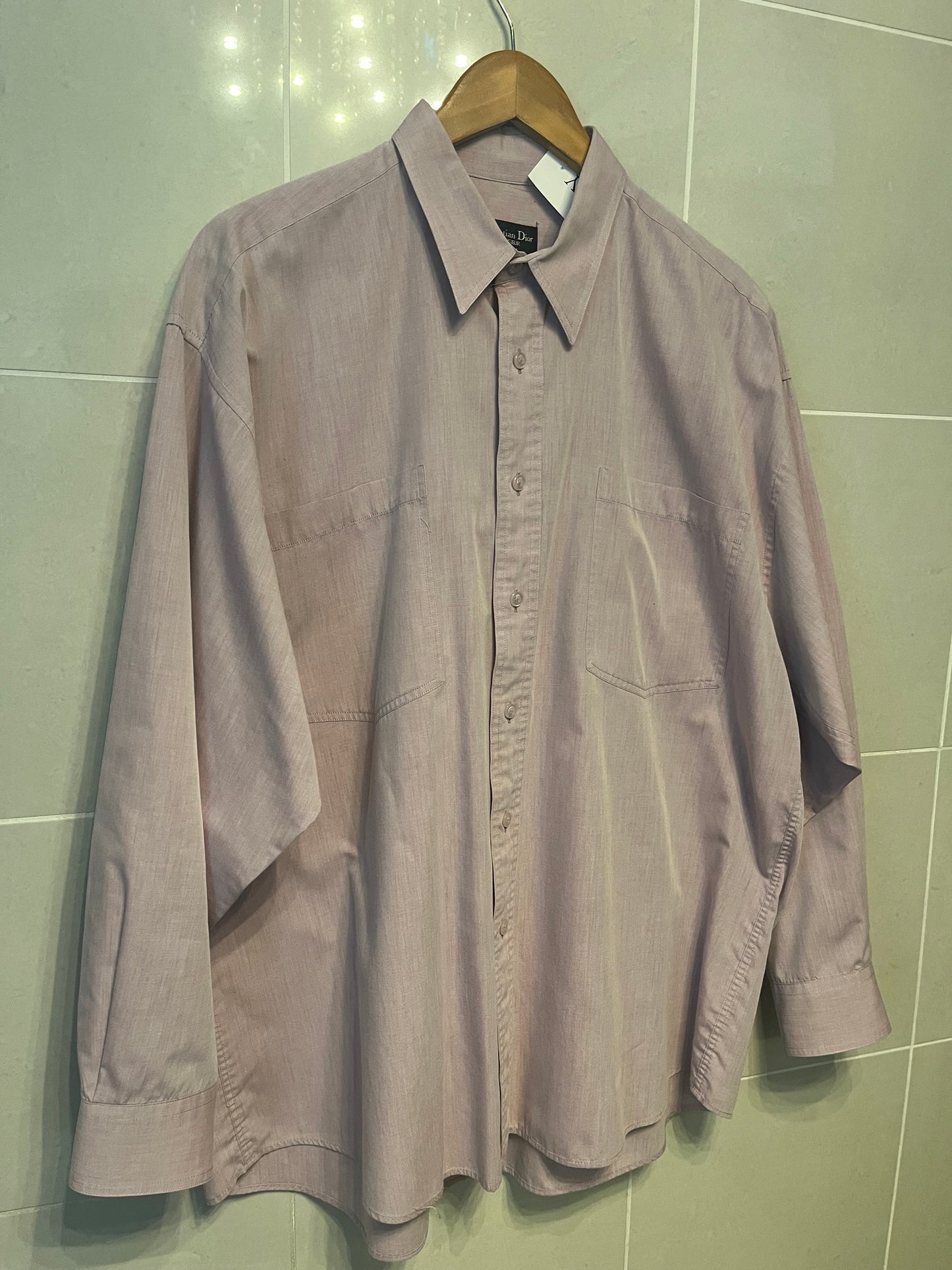 1980s Christian Dior Monsieur Cotton Dress Shirt – Dusty Pink | Size 16.5R