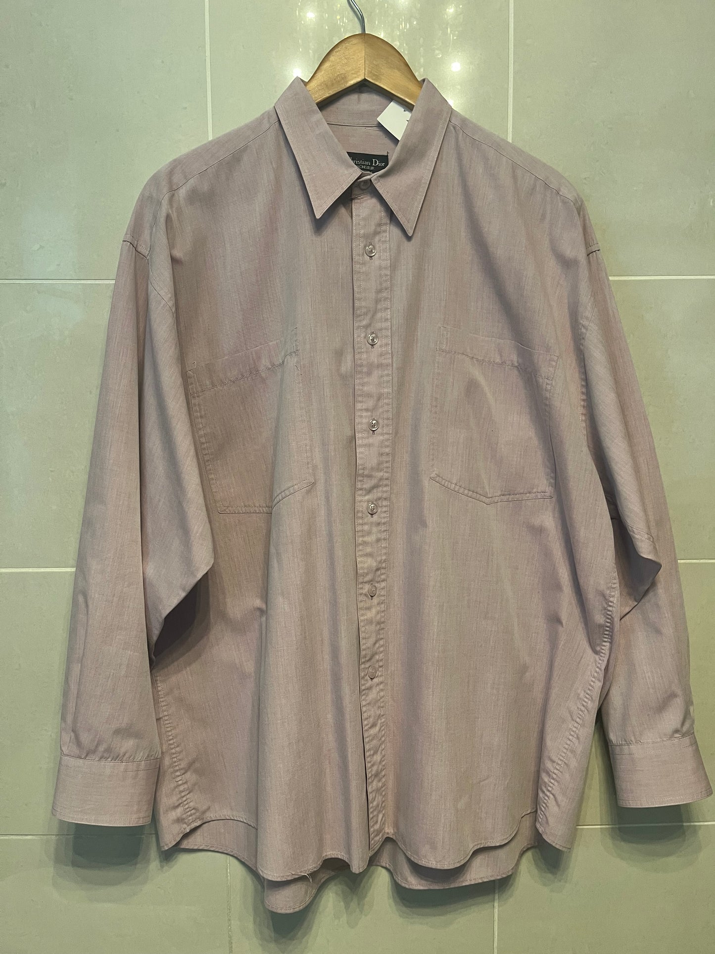 1980s Christian Dior Monsieur Cotton Dress Shirt – Dusty Pink | Size 16.5R