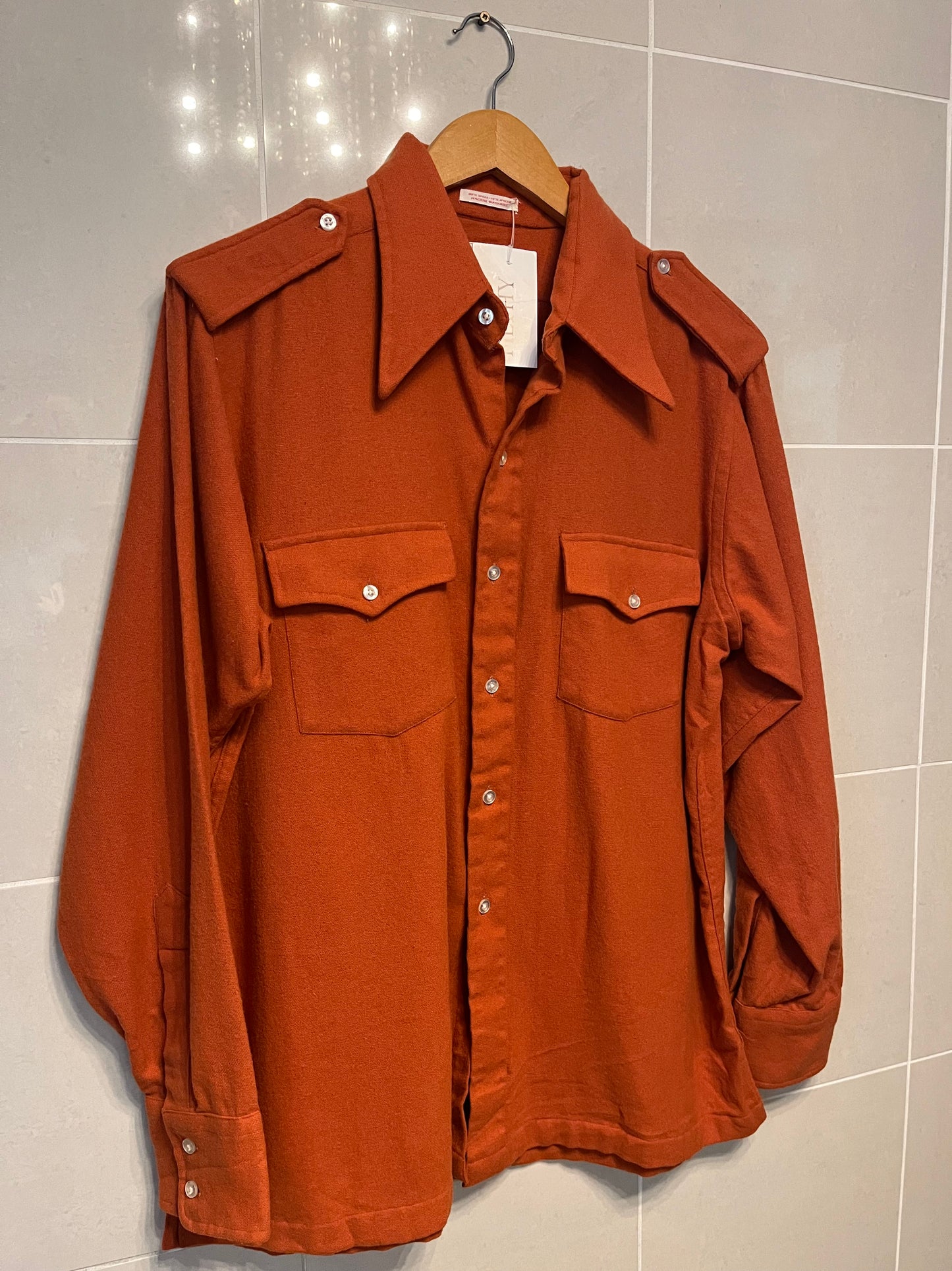 1970s The Connecticut Yankee Orange Wool Shirt