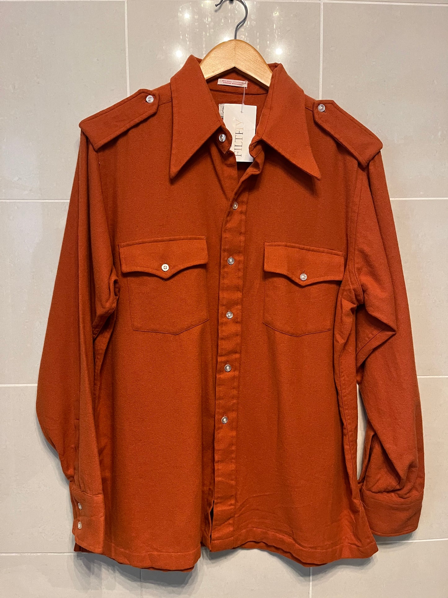 1970s The Connecticut Yankee Orange Wool Shirt