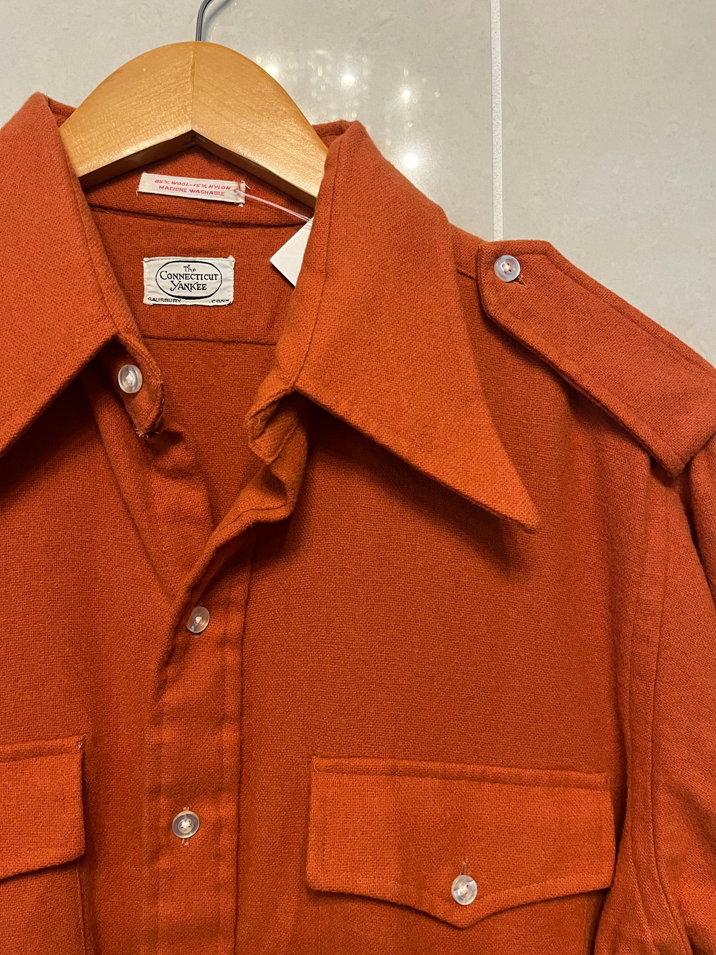 1970s The Connecticut Yankee Orange Wool Shirt