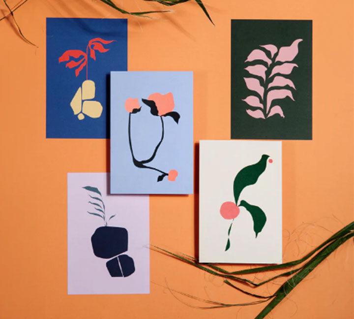 POKETO Abstract Flora Postcards