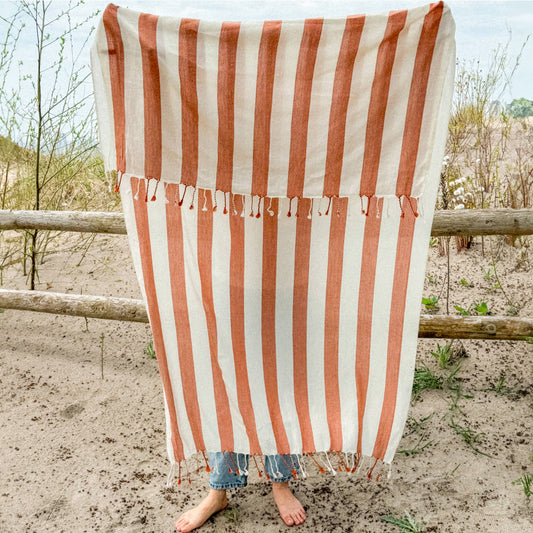 Moa - Orange Striped Beach Towel
