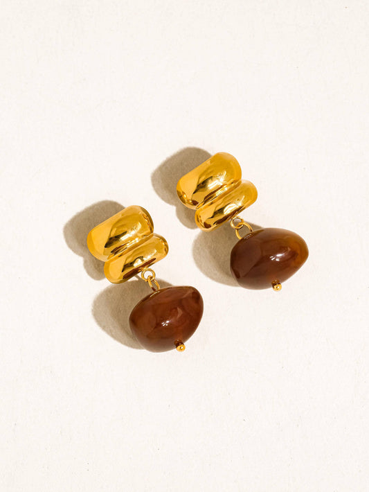 Flânerie by MAIQ - Annina 18K Gold Non-Tarnish Agate Drop Earrings