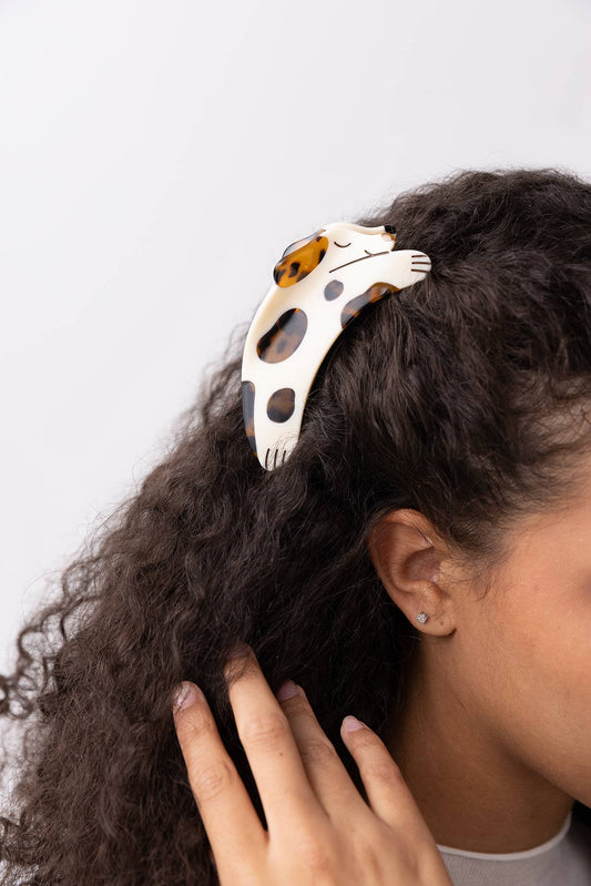 WINONA IRENE - Tortie Puppy Dog Hair Claw in Cream and Tortoise Acetate