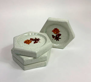 Rose Ceramic Coaster Set