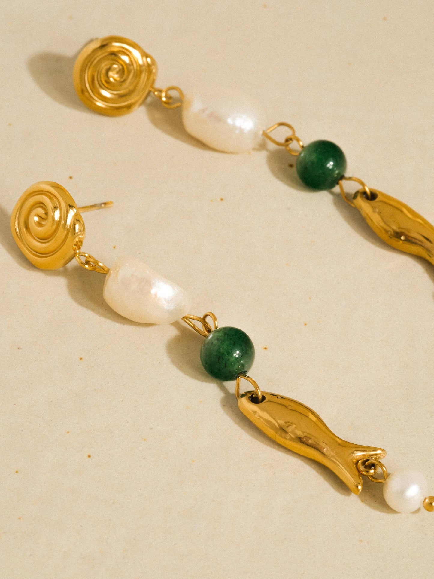 Flânerie by MAIQ - Palermo 18K Gold Non-Tarnish Freshwater Pearl Fish Earrings