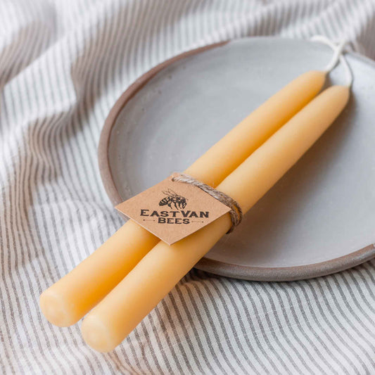 Eastvan bees - Hand-dipped beeswax taper Candles- 8"/9"/10"/11 - 1 Pair