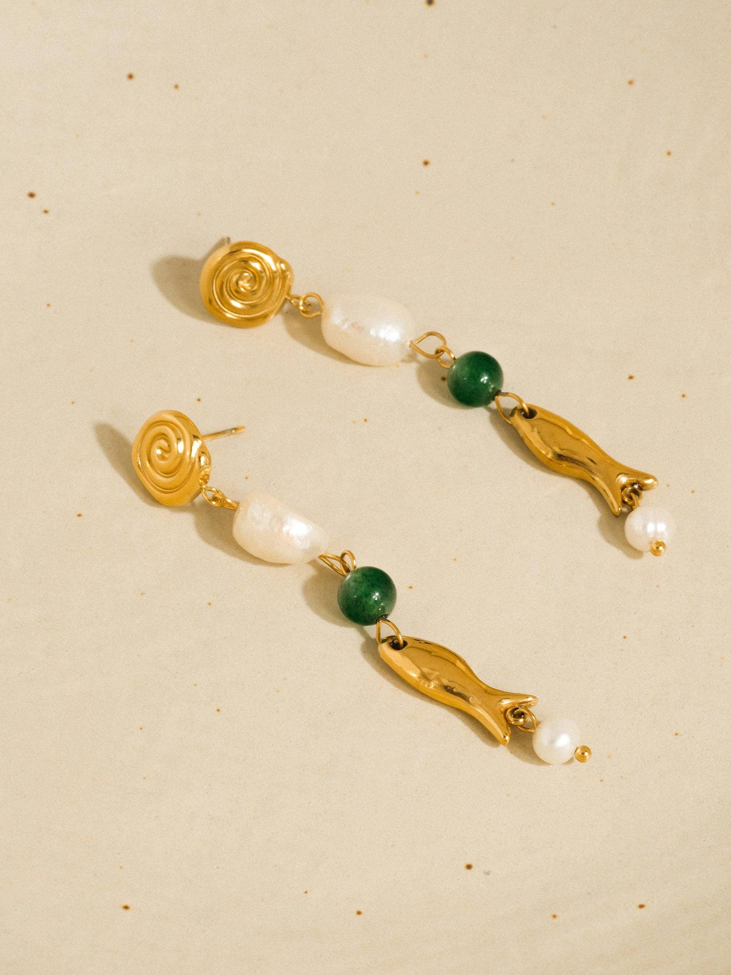 Flânerie by MAIQ - Palermo 18K Gold Non-Tarnish Freshwater Pearl Fish Earrings