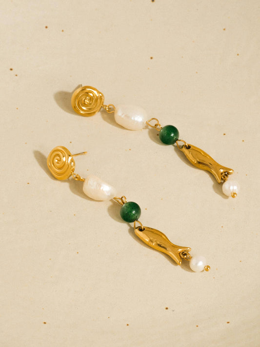 Flânerie by MAIQ - Palermo 18K Gold Non-Tarnish Freshwater Pearl Fish Earrings