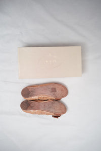 Prada Patent Leather Bow Ballet Flats Nude Pink Size 37