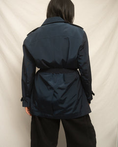 Men's Alfred Sung Navy Rain Trench Jacket