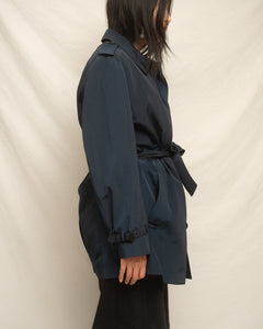 Men's Alfred Sung Navy Rain Trench Jacket