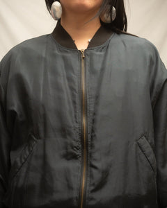 90's Silk Black Bomber Jacket