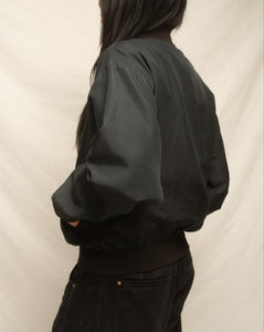 90's Silk Black Bomber Jacket