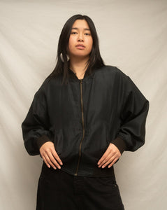 90's Silk Black Bomber Jacket