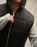 Vintage Black Sherpa Lined Puffer Vest