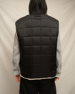 Vintage Black Sherpa Lined Puffer Vest