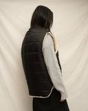 Vintage Black Sherpa Lined Puffer Vest