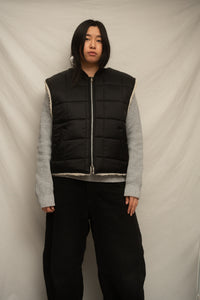 Vintage Black Sherpa Lined Puffer Vest