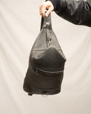 Black Leather Mini Bucket Backpack