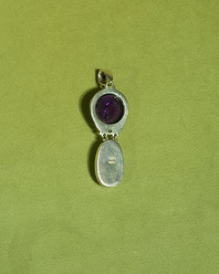 Mixed Gemstone 'Moon' 925 Sterling Silver Pendant