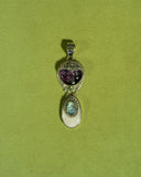 Mixed Gemstone 'Moon' 925 Sterling Silver Pendant