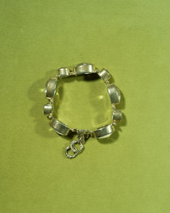 Chunky 925 Sterling Silver Faceted Clear Quartz Bracelet