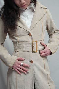 Y2K Marciano Beige Suede Trench Jacket