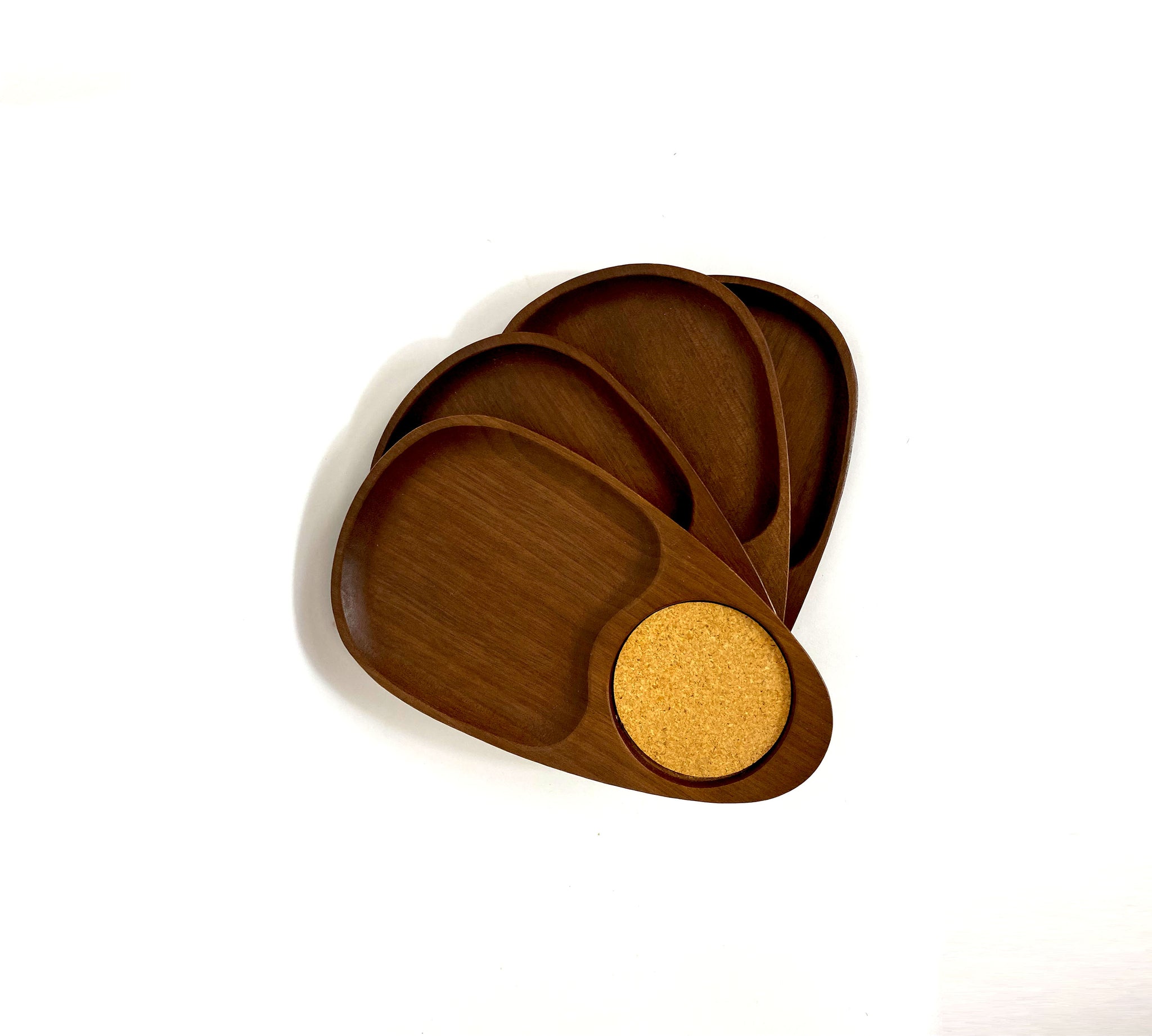 Hand Carved Wooden Coaster Set