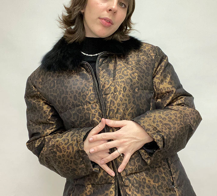 Cheetah print clearance puffer coat