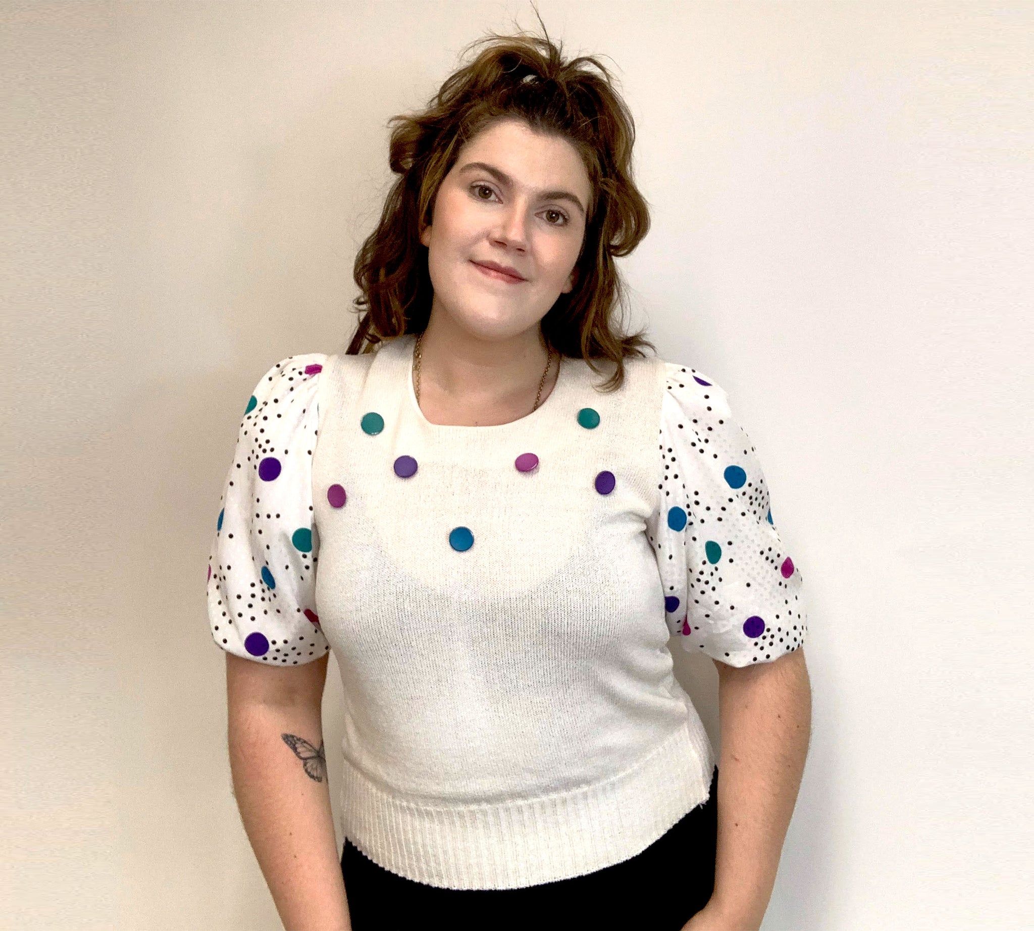 80's polka dot blouse